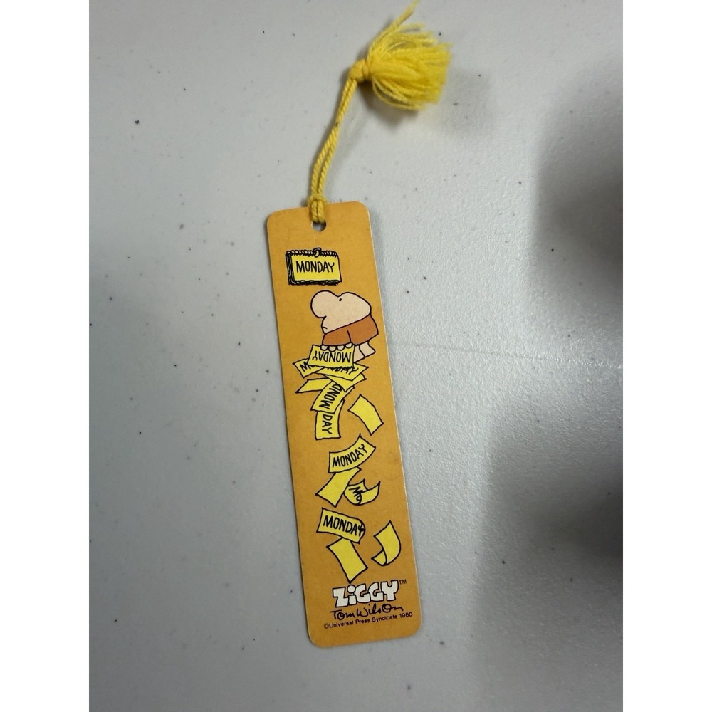 Vintage 1980 Bookmark Ziggy by Tom Wilson Tassel Yellow Monday